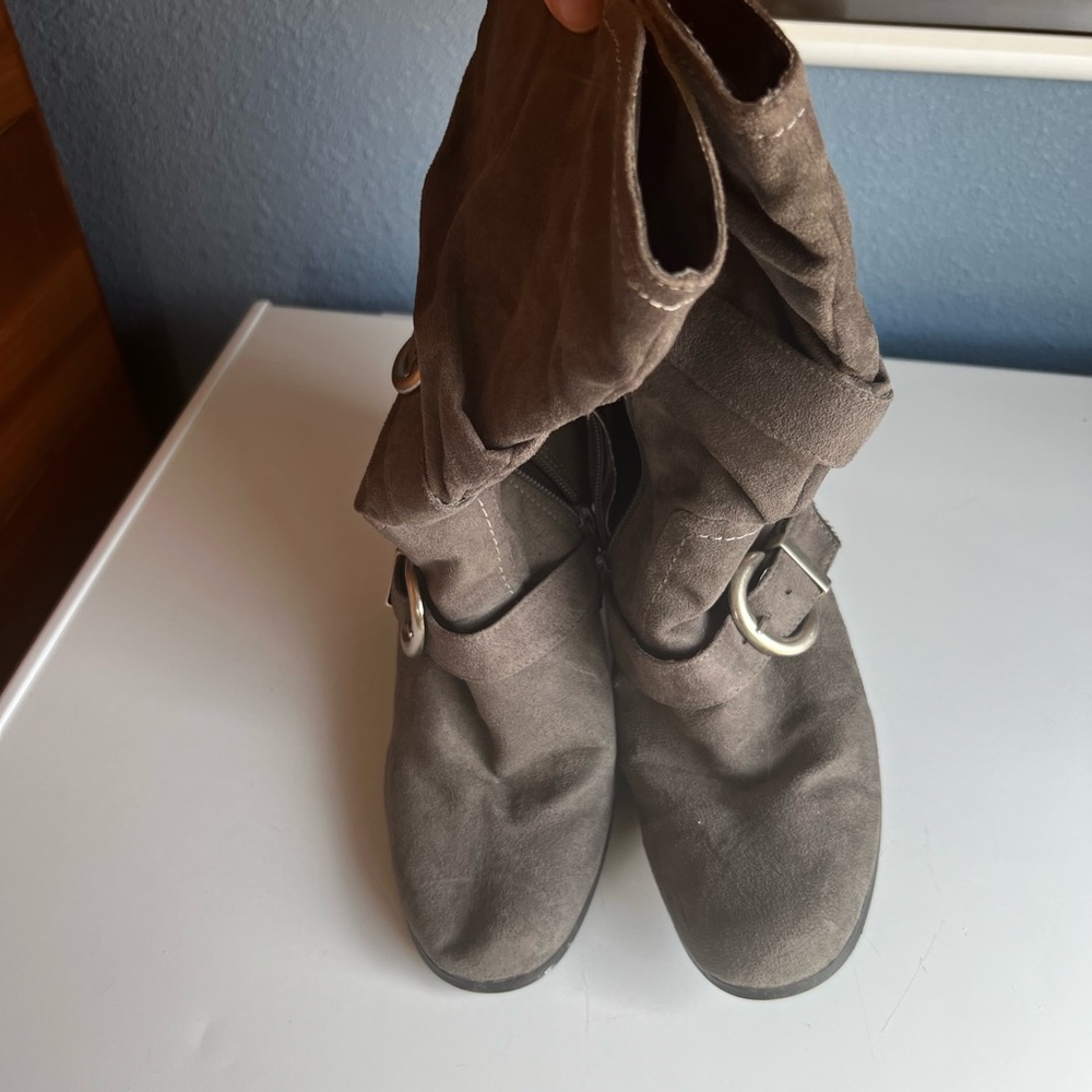 Skechers Grey Buckle Ankle Boots